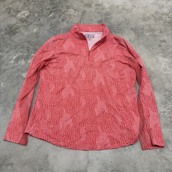 IBKUL BTB Snake Mock Neck Top Size L Coral Tonal Long Sleeve Womens Golf Shirt - Picture 1 of 6